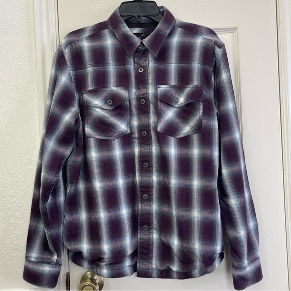 Prana Tops - PrAna Bridget Plaid Shirt Shacket Button Front Swifty Thermal Lined Burgundy M